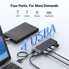 Ugreen CM653 HUB adaptér 4x USB, čierny