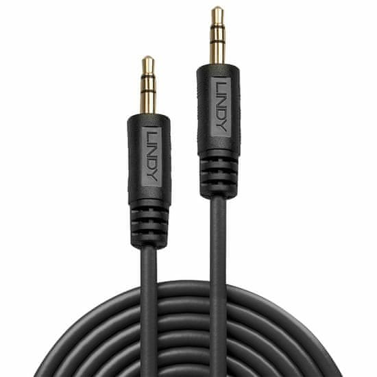 Lindy Kábel 3,5mm stereo jack M/M 5m, čierny, pozl. konektor, Premium