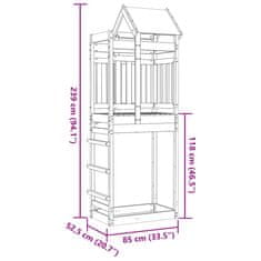 Vidaxl Hracia veža 85x52,5x239 cm impregnovaná borovica