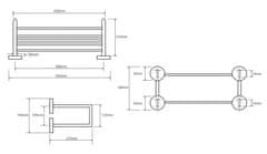 BEMETA BEMETA OMEGA: Polička na uteráky dvojitá s hrazdou 600 mm 104205102 - Bemeta
