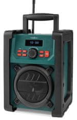 Nedis digitálne pracovné rádio/ stolný/ výkon 15W/ DAB+/ FM/ Bluetooth/ IP65/ napájanie z batérie/sieťové/ čierno-zelené