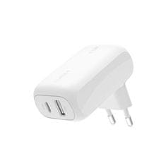 Belkin BOOST CHARGE Duálna 42W USB-C Power Delivery PPS nástenná nabíjačka (USB-C 30W + USB-A 12W), biela