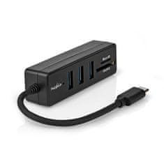 Nedis USB rozbočovač | 1x USB-C | 3x USB A hona | 5-portový(é) port(y) | USB 3.2 Gen 1 | USB kľúč | 5 Gbps | SD a MicroSD 