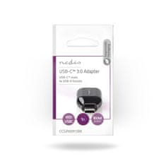 Nedis USB-C adaptér | USB 3.2 Gen 1 | USB-C samec | USB-A samica | Okrúhle | Poniklované | Čierna | Polybag 