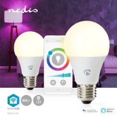 Nedis Plnofarebná žiarovka SmartLife | Wi-Fi | E27 | 806 lm | 9 W | RGB / teplá až studená biela | 2700 - 6500 K | Android / IOS | Žiarovka | 2 ks. 