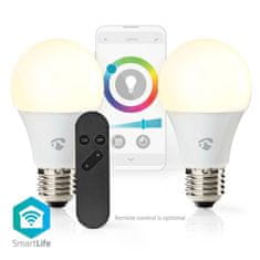 Nedis Plnofarebná žiarovka SmartLife | Wi-Fi | E27 | 806 lm | 9 W | RGB / teplá až studená biela | 2700 - 6500 K | Android / IOS | Žiarovka | 2 ks. 