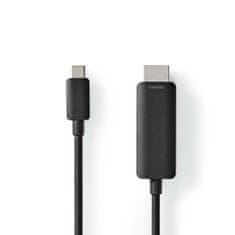 Nedis USB-C adaptér | USB 3.2 Gen 1 | USB-C samec | HDMI konektor | 4K @ 60 Hz | 2,00 m | Okrúhle | Poniklované | PVC | Čierna | Označenie 