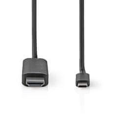 Nedis USB-C adaptér | USB 3.2 Gen 1 | USB-C samec | HDMI konektor | 4K @ 60 Hz | 2,00 m | Okrúhle | Poniklované | PVC | Čierna | Označenie 