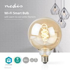 Nedis SmartLife LED žiarovka | Wi-Fi | E27 | 350 lm | 5,5 W | Studená biela / Teplá biela | 1800 - 6500 K | Sklo | Android / IOS | G125 | 1 ks 