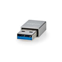 Nedis USB-A adaptér | USB 3.2 Gen 1 | USB-A samec | USB-C samica | 5 Gbps | Okrúhle | Poniklované | Striebro | Zamknúť 