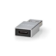 Nedis USB-A adaptér | USB 3.2 Gen 1 | USB-A samec | USB-C samica | 5 Gbps | Okrúhle | Poniklované | Striebro | Zamknúť 