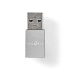 Nedis USB-A adaptér | USB 3.2 Gen 1 | USB-A samec | USB-C samica | 5 Gbps | Okrúhle | Poniklované | Striebro | Zamknúť 