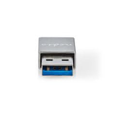 Nedis USB-A adaptér | USB 3.2 Gen 1 | USB-A samec | USB-C samica | 5 Gbps | Okrúhle | Poniklované | Striebro | Zamknúť 