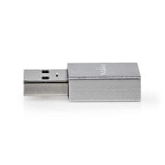 Nedis USB-A adaptér | USB 3.2 Gen 1 | USB-A samec | USB-C samica | 5 Gbps | Okrúhle | Poniklované | Striebro | Zamknúť 