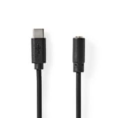 Nedis USB-C adaptér | USB 2.0 | USB-C samec | 3,5 mm samica | 1,00 m | Okrúhle | Poniklované | PVC | Čierna | Označenie 
