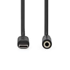 Nedis USB-C adaptér | USB 2.0 | USB-C samec | 3,5 mm samica | 1,00 m | Okrúhle | Poniklované | PVC | Čierna | Označenie 