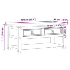 Vidaxl Konferenčný stolík zásuvkový Corona 100x48x45 cm borovic. masív