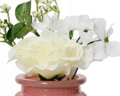 Kaemingk Umelé dekoratívne ruže v sklenenej váze 1 ks 18x7,5 cm