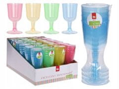 Koopman Sada farebných plastových pohárov na víno 4 ks