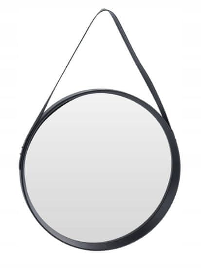 Koopman Čierne dekoratívne závesné zrkadlo na popruhu 51,5 cm