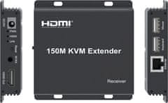 PremiumCord HDMI KVM extender na 150m cez jeden kábel Cat5e/Cat6, FULL HD 1080p