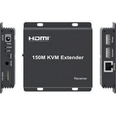 PremiumCord HDMI KVM extender na 150m cez jeden kábel Cat5e/Cat6, FULL HD 1080p