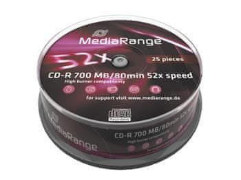 MediaRange CD-R 700MB 52x spindl 25ks