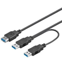 PremiumCord USB Y kábel A/Male + A/Male + A/Female
