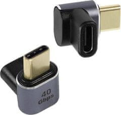 zahnutý 90 ° Adaptér USB-C Female - USB-C Male 40Gbps Aluminium