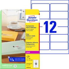 Avery Zweckform Samolepiace adresné etikety Avery - transparentné, 99,1 x 42,3 mm, 25 listov