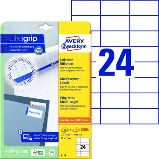 Avery Zweckform Univerzálne etikety - biele, 70 x 37 mm, 720 ks