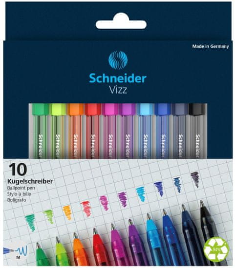 Schneider Guľôčkové pero Vizz Box - sada 10 farieb