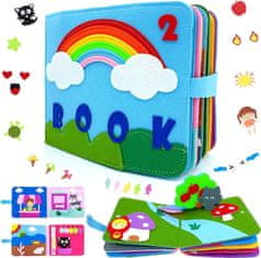 JOJOY® 3D interaktívna senzorická plstená kniha Montessori pre deti od 3 rokov (20x20x8,5 cm, 12 strán) | FIRSTBOOK Druhá kapitola