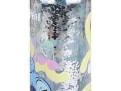 Disney Stitch Disney Plastová fľaša/bidón so slamkou, transparentná s flitrami 550 ml