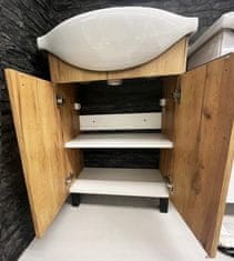 Deftrans Súprava kúpeľňovej skrinky dub craft s umývadlovou batériou sifón 85x60x30 cm 