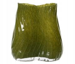 Kaemingk Zelená dekoratívna sklenená váza na kvety 22x12 cm