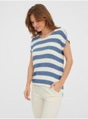 Vero Moda Modro-biele pruhované tričko VERO MODA Wide Stripe XS