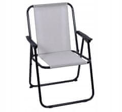 PSB Turistická skladacia stolička s operadlom nízka sivá 76x53 cm