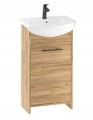 Deftrans Súprava Kúpeľňová skrinka dub zlatý 45 cm s umývadlovou batériou a sifónom 