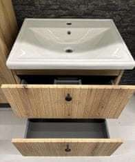 Deftrans Kúpeľňová skrinka s umývadlom 60 cm dub evoke ryhované lišty