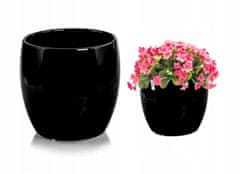 Polnix Keramický kvetináč čierna guľa 15x12cm dekoratívny