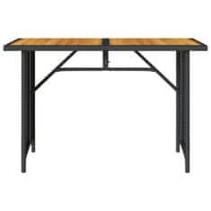 Petromila vidaXL Záhradný stôl s drevenou doskou čierny 110x68x70 cm polyratan