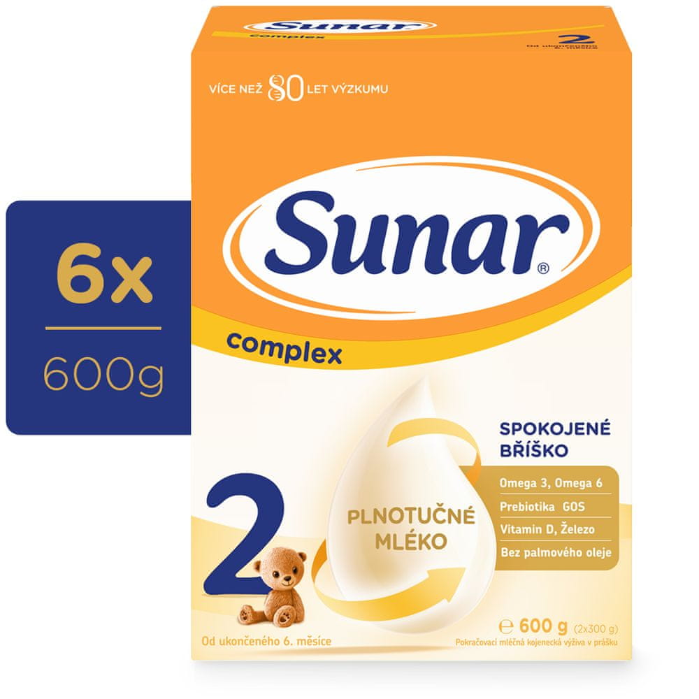 Sunar Complex 2 pokračovacie dojčenské mlieko, 6 x 600 g