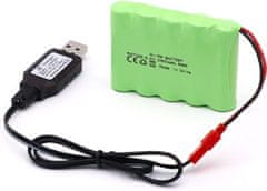 YUNIQUE GREEN-CLEAN Batéria RC 6V 2400mAh, nabíjateľná batéria Ni-MH AA s konektorom JST pre RC auto, RC loď, RC tank, elektrické náradie | Rozmery 52x72x15 mm | S USB nabíjačkou
