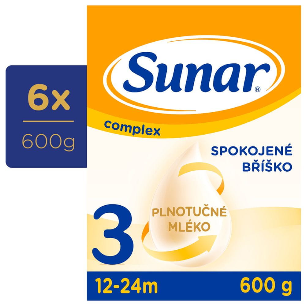 Sunar Complex 3 batoľacie mlieko, 6 x 600 g