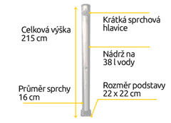 Hawaj Solárna sprcha 38 l, černo-stříbrná (vč. teploměru)