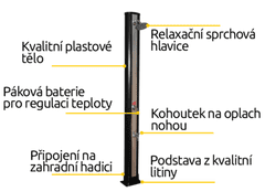 Hawaj Solárna sprcha FANTASY RAIN 35 l černo-stříbrná