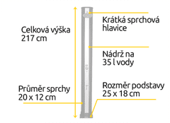 Hawaj Solárna sprcha FANTASY RAIN 35 l černo-stříbrná