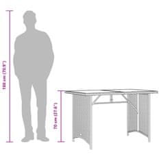 Petromila vidaXL Záhradný stôl s drevenou doskou sivý 110x68x70 cm polyratan