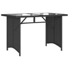 Vidaxl Záhradný stôl so sklenenou doskou čierny 110x68x70 cm polyratan